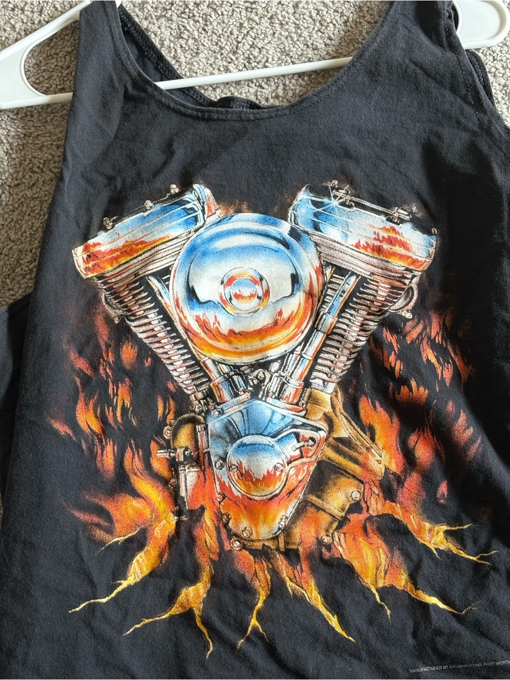Santa Barbara Tank with Flaming Motorcycle Engine